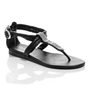 Guess Black Shimmer Bling Sandals GELLAR FLIP FLOP